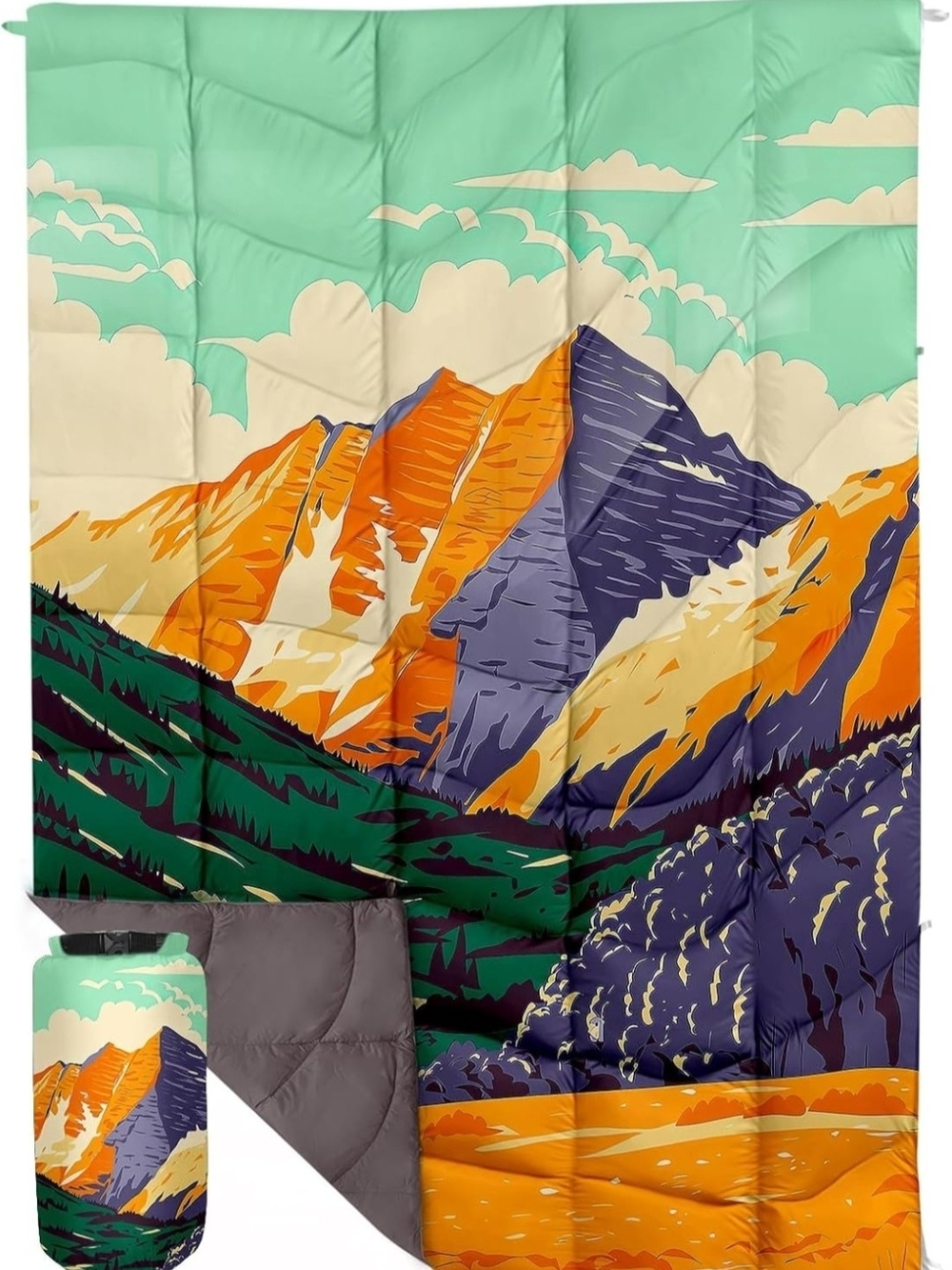 Lightweight Outdoor Puffy Camping Blanket - Waterproof, Ultra Warm, Large Quilt